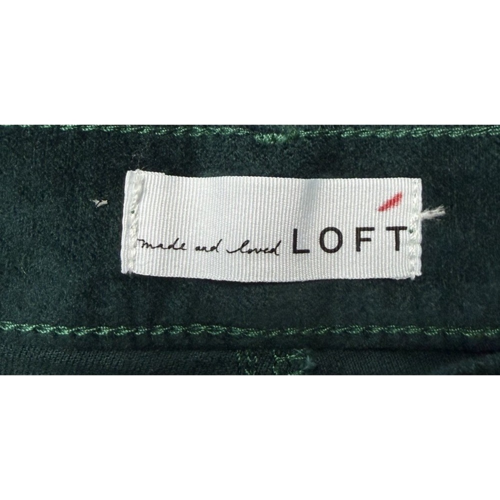 NWT made and loved LOFT Womens The Skinny High Rise Velvet Green Pants Size 32 - Picture 7 of 9